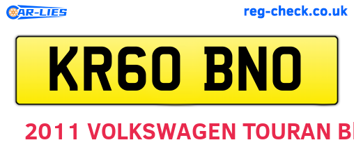 KR60BNO are the vehicle registration plates.