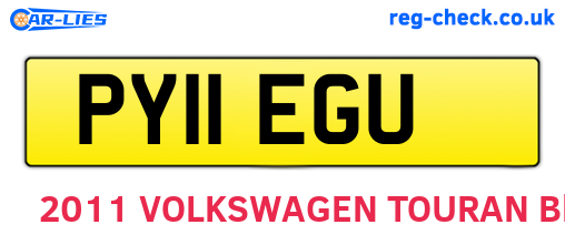 PY11EGU are the vehicle registration plates.