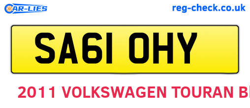 SA61OHY are the vehicle registration plates.