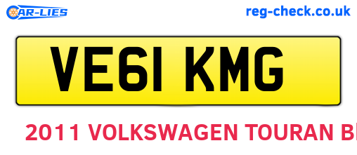 VE61KMG are the vehicle registration plates.