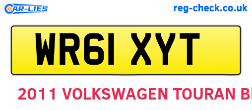 WR61XYT are the vehicle registration plates.