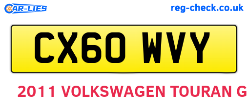 CX60WVY are the vehicle registration plates.