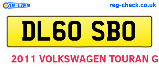 DL60SBO are the vehicle registration plates.