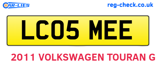 LC05MEE are the vehicle registration plates.