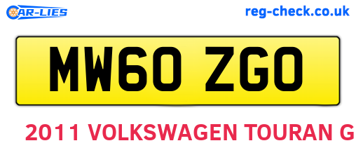 MW60ZGO are the vehicle registration plates.