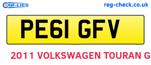 PE61GFV are the vehicle registration plates.