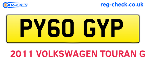 PY60GYP are the vehicle registration plates.
