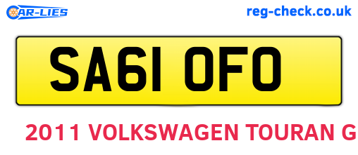 SA61OFO are the vehicle registration plates.