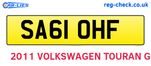 SA61OHF are the vehicle registration plates.
