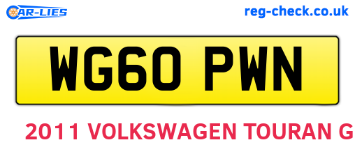 WG60PWN are the vehicle registration plates.