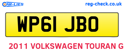 WP61JBO are the vehicle registration plates.
