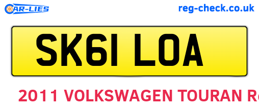 SK61LOA are the vehicle registration plates.