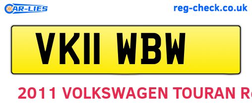 VK11WBW are the vehicle registration plates.