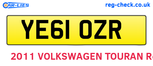 YE61OZR are the vehicle registration plates.