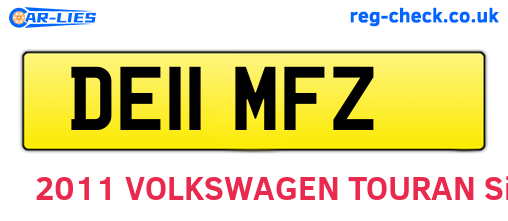 DE11MFZ are the vehicle registration plates.
