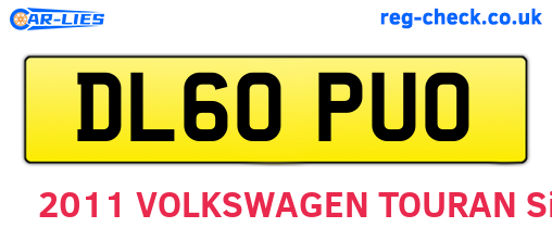 DL60PUO are the vehicle registration plates.