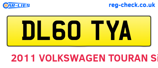 DL60TYA are the vehicle registration plates.