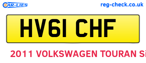 HV61CHF are the vehicle registration plates.