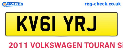 KV61YRJ are the vehicle registration plates.