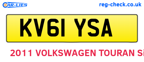 KV61YSA are the vehicle registration plates.