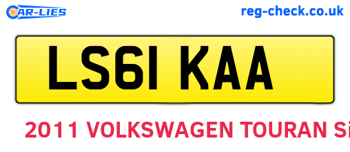 LS61KAA are the vehicle registration plates.