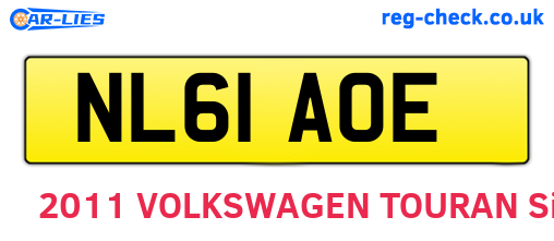 NL61AOE are the vehicle registration plates.