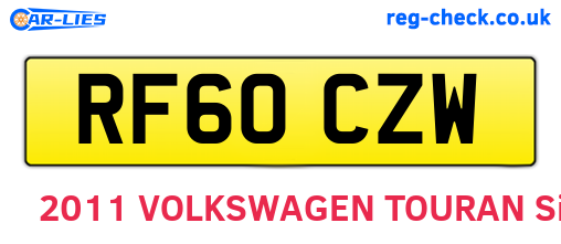 RF60CZW are the vehicle registration plates.