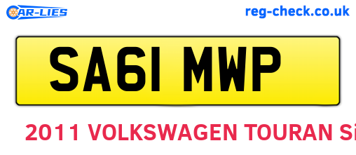 SA61MWP are the vehicle registration plates.