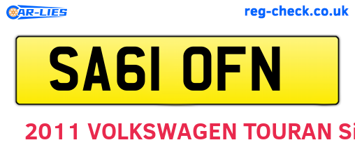 SA61OFN are the vehicle registration plates.