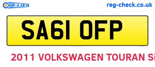 SA61OFP are the vehicle registration plates.