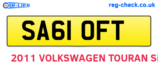 SA61OFT are the vehicle registration plates.