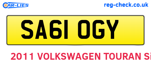 SA61OGY are the vehicle registration plates.