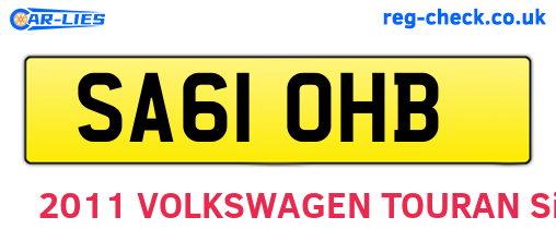 SA61OHB are the vehicle registration plates.