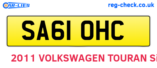 SA61OHC are the vehicle registration plates.