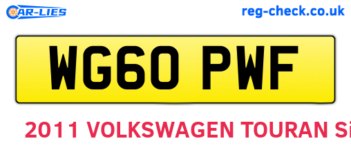 WG60PWF are the vehicle registration plates.