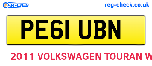 PE61UBN are the vehicle registration plates.