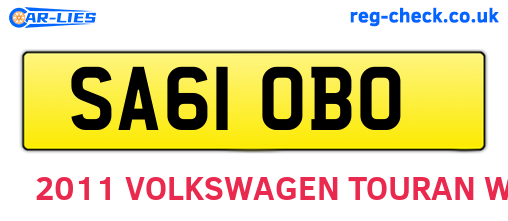 SA61OBO are the vehicle registration plates.