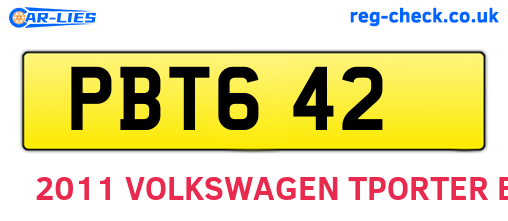 PBT642 are the vehicle registration plates.