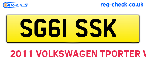 SG61SSK are the vehicle registration plates.