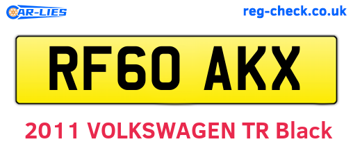 RF60AKX are the vehicle registration plates.