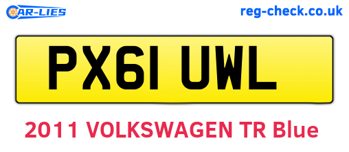 PX61UWL are the vehicle registration plates.