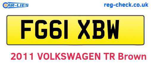 FG61XBW are the vehicle registration plates.