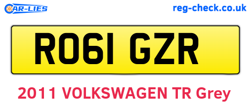 RO61GZR are the vehicle registration plates.