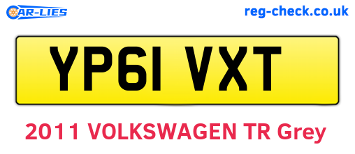 YP61VXT are the vehicle registration plates.