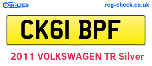 CK61BPF are the vehicle registration plates.