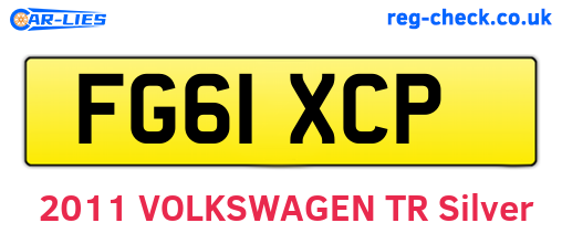 FG61XCP are the vehicle registration plates.