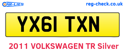 YX61TXN are the vehicle registration plates.