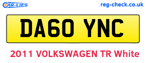 DA60YNC are the vehicle registration plates.