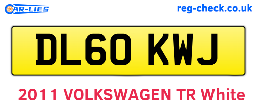 DL60KWJ are the vehicle registration plates.
