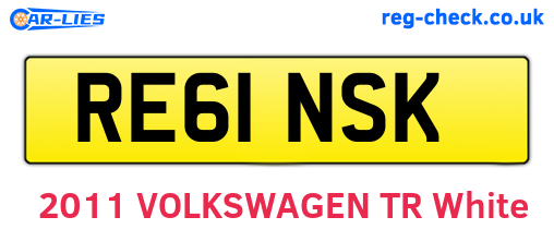 RE61NSK are the vehicle registration plates.
